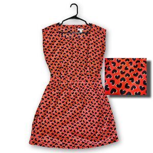 Old Navy Dress Size M Sleeveless Heart Pattern Waist Defined, Red Short Sundress
